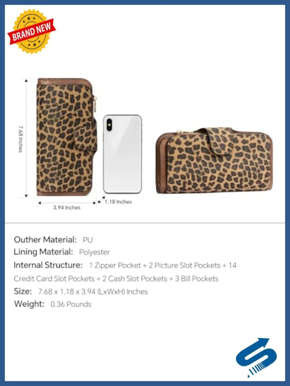 RFID Blocking Bifold Wallet with ID Window, Synthetic Leather, 14 Card Slots,